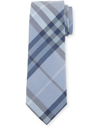 Light Blue Check Silk Tie