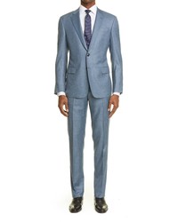 Giorgio Armani Micro Check Wool Suit In Light Blue At Nordstrom