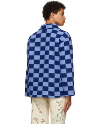 Bode Navy Blue Checkerboard Jacket