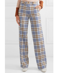 Victoria Beckham Checked Wool And Wide Leg Pants