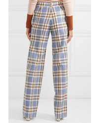 Victoria Beckham Checked Wool And Wide Leg Pants