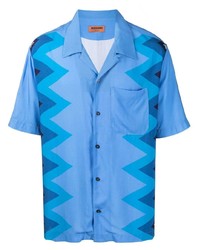Light Blue Chevron Short Sleeve Shirt