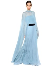 Alberta Ferretti Mantel Silk Chiffon Long Dress