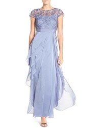 Adrianna Papell Layered Chiffon Lace Gown