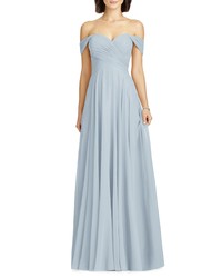 Dessy Collection Lux Off The Shoulder Chiffon Gown