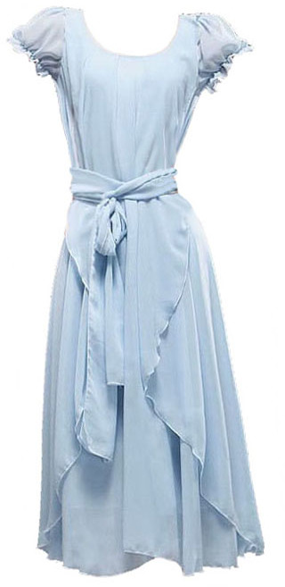 blue chiffon dress with sleeves