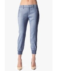 7 For All Mankind Drapey Sportif Chino In Light Blue Chambray