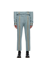 Ann Demeulemeester Blue And Gold Naval Trousers