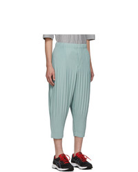 Homme Plissé Issey Miyake Blue Pleats Tailored Wide Leg Trousers