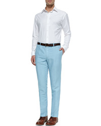 Incotex Chinolino Linencotton Trousers Pale Blue