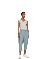 Homme Plissé Issey Miyake Grey Cropped Tailored Pleats Trousers