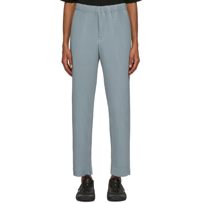 Homme Plissé Issey Miyake Grey Tailored Straight Pleats 1 Trousers ...