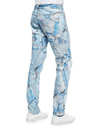 Moschino Patchwork Jean Piece Denim Jeans Blue