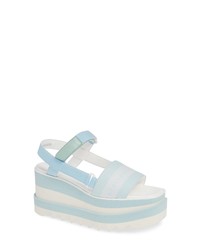 Light Blue Chunky Leather Heeled Sandals