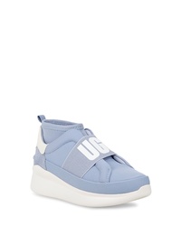Light Blue Chunky Leather High Top Sneakers