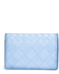 Bottega Veneta Intrecciato Medium Woven Clutch Bag Light Blue