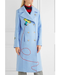 Mira Mikati Fly Away Rocket Appliqud Wool Blend Coat Blue