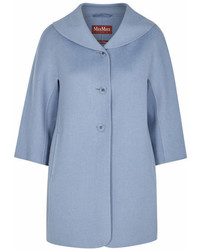 Max Mara Studio Blue Wool Silk And Cashmere Blend Coat