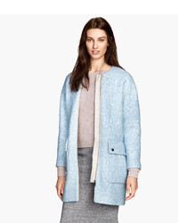 H&M Wool Blend Coat Light Blue Ladies