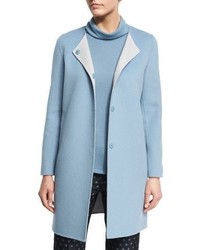 Armani Collezioni Wool Cashmere Snap Front Car Coat Medium Blue