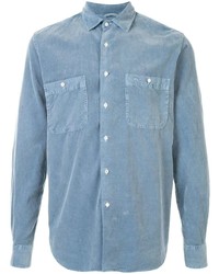 Light Blue Corduroy Long Sleeve Shirts for Men | Lookastic