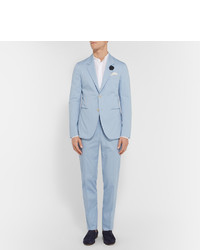 Caruso Blue Slim Fit Stretch Cotton Suit Jacket