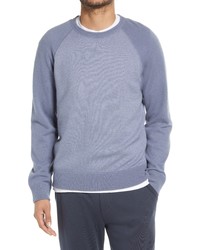 Vince Birds Eye Wool Cashmere Colorblock Crewneck Sweater In Iris Bluepearl At Nordstrom