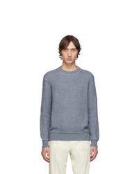 Ermenegildo Zegna Blue And Grey Cashmere And Silk Sweater