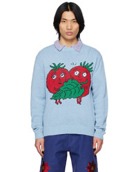 Sky High Farm Workwear Blue Happy Tomatoes Sweater
