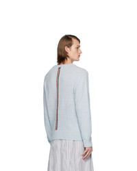 Thom Browne Blue Jersey Stitch Center Back Stripe Sweater