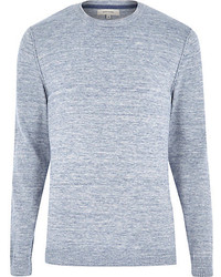 River Island Blue Marl Knitted Crew Neck Sweater