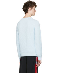 AMI Alexandre Mattiussi Blue Ribbed Sweater