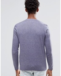 Asos Brand Crew Neck Sweater In Blue Cotton