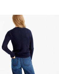 J.Crew Cable Crewneck Sweater With Ruffle Sleeves