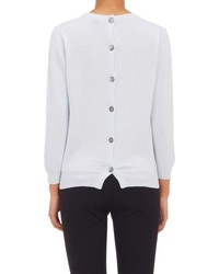 Barneys New York Cashmere Button Back Sweater Blue