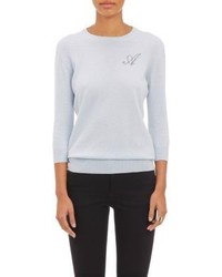 Barneys New York Cashmere Initial Sweater Blue