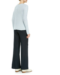 The Row Cashmeresilk Ribbed Pullover Sweater Wide Leg Flat Front Pants