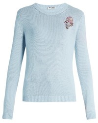 Miu Miu Floral Embellished Cashmere Sweater