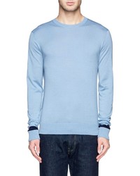 Hardy Amies Contrast Trim Merino Wool Sweater