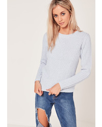 Missguided Crew Neck Ribbed Sweater Blue