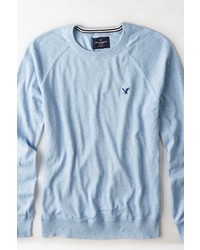 American Eagle Outfitters Light Heather Blue Solid Crew Sweater