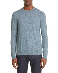 Emporio Armani Tonal Diagonal Crewneck Sweater In Plaid Grey At Nordstrom