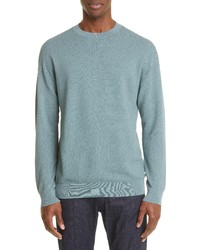 Emporio Armani Tuck Woven Crewneck Sweater In Solid Light Beige At Nordstrom