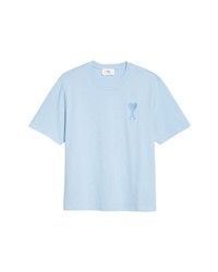 AMI Alexandre Mattiussi Ami De Couer Embroidered Organic Cotton T Shirt In Sky Blue At Nordstrom