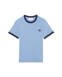 AMI Alexandre Mattiussi Ami Paris Organic Cotton Ringer T Shirt In Sky Blue At Nordstrom