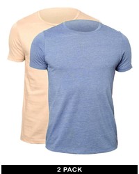 Asos T Shirt With Crew Neck 2 Pack Blue Marltaupe Save 17%