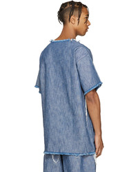 Marques Almeida Blue Denim Frayed T Shirt