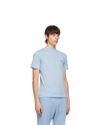 VERSACE JEANS COUTURE Blue Mock Neck Patch Logo T Shirt