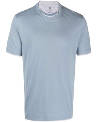 Brunello Cucinelli Contrast Trim Short Sleeve T Shirt