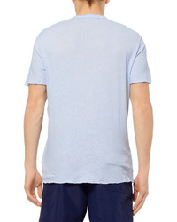 James Perse Distressed Slub Linen And Cotton Blend T Shirt